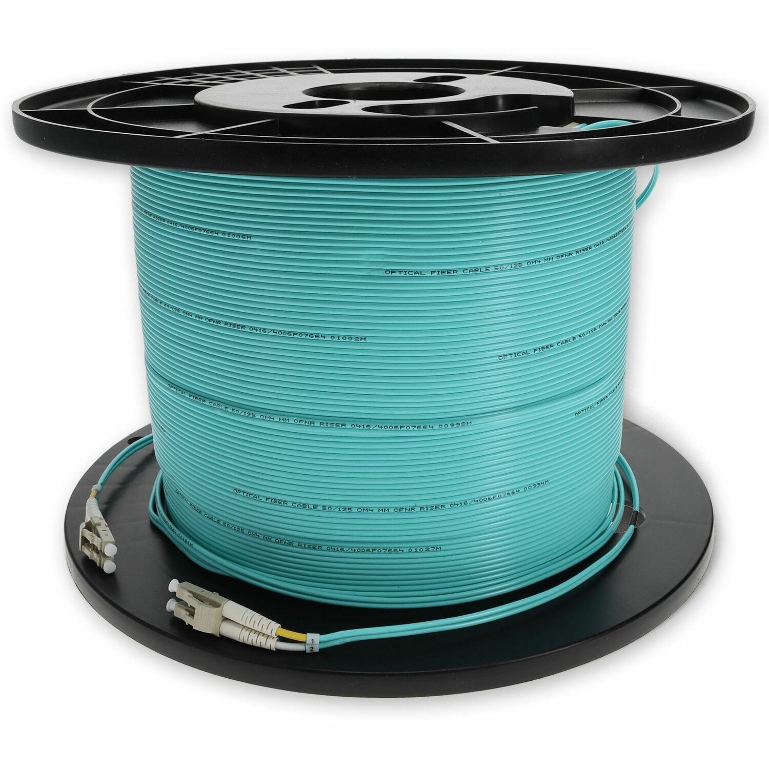 AddOn 60m LC to LC Aqua OM3 Duplex OFNR (Riser-Rated) MMF (Multi Mode) Fiber Patch Cable, 50/125