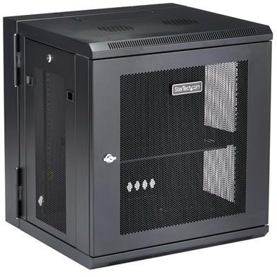 StarTech.com 4-Post 12U Wall Mount Network Cabinet, 19" Hinged Wall-Mounted Server Rack for IT Equipment, Flexible Lockable Rack Enclosure