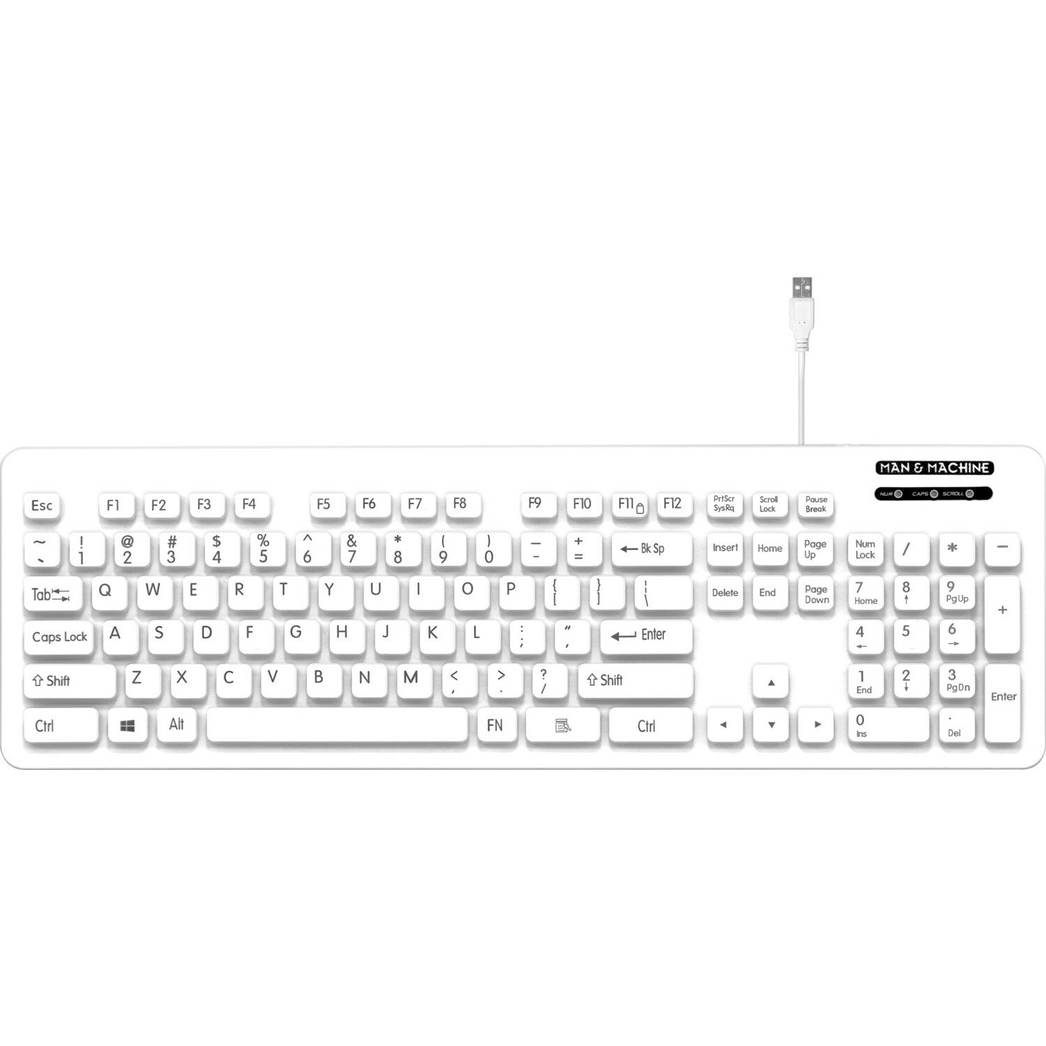 Man & Machine L Cool Keyboard - Cable Connectivity - USB Interface - English (US) - White