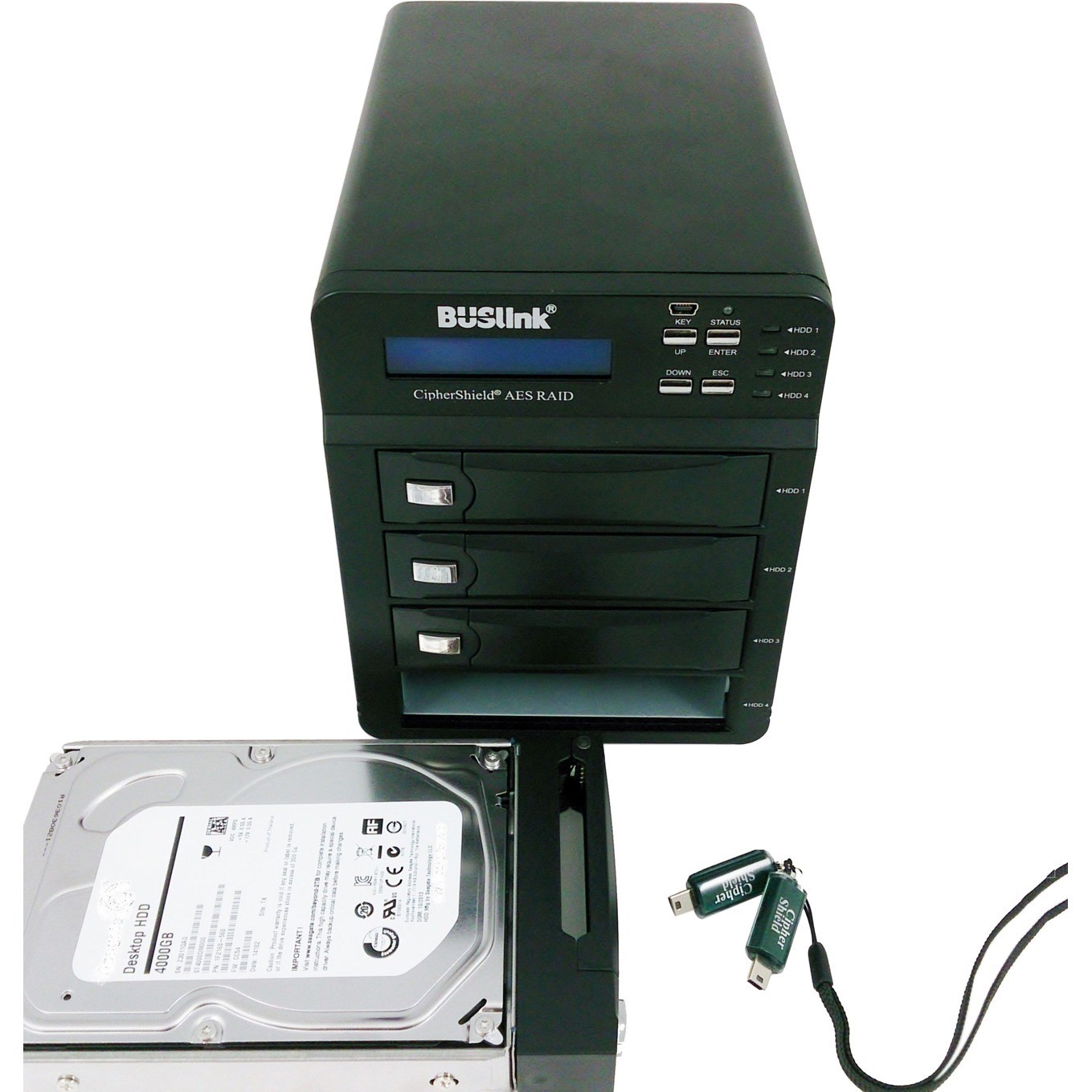Buslink CipherShield 256-bit AES USB 3.0/eSATA 4-bay RAID Encrypted External Hard Drive