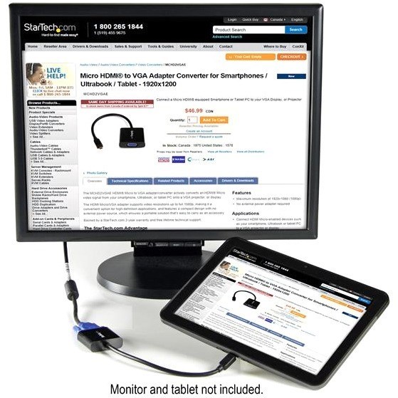 StarTech.com Micro HDMIÂ&reg; to VGA Adapter Converter for Smartphones / Ultrabook / Tablet - 1920x1080