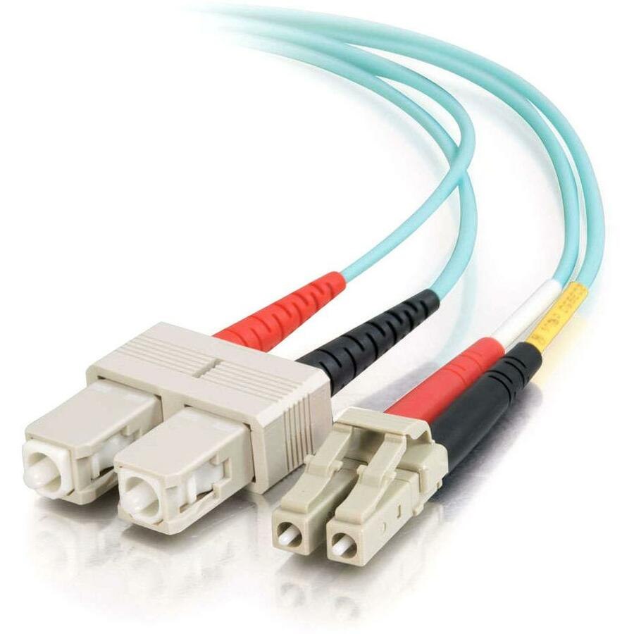 Cables To Go C2G LC-SC 10Gb 50/125 Om3 Duplex Multimode PVC Fiber Optic Cable, Aqua, 2M