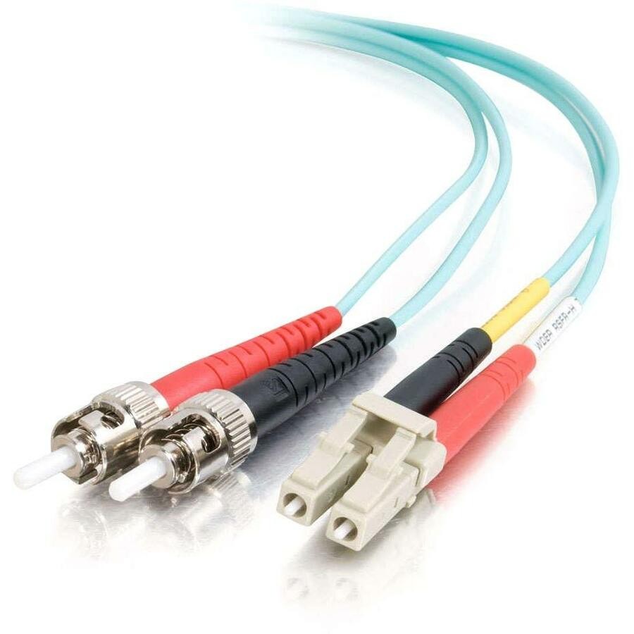 Cables To Go C2G LC-ST 10Gb 50/125 Om3 Duplex Multimode PVC Fiber Optic Cable, Aqua, 7M, Taa