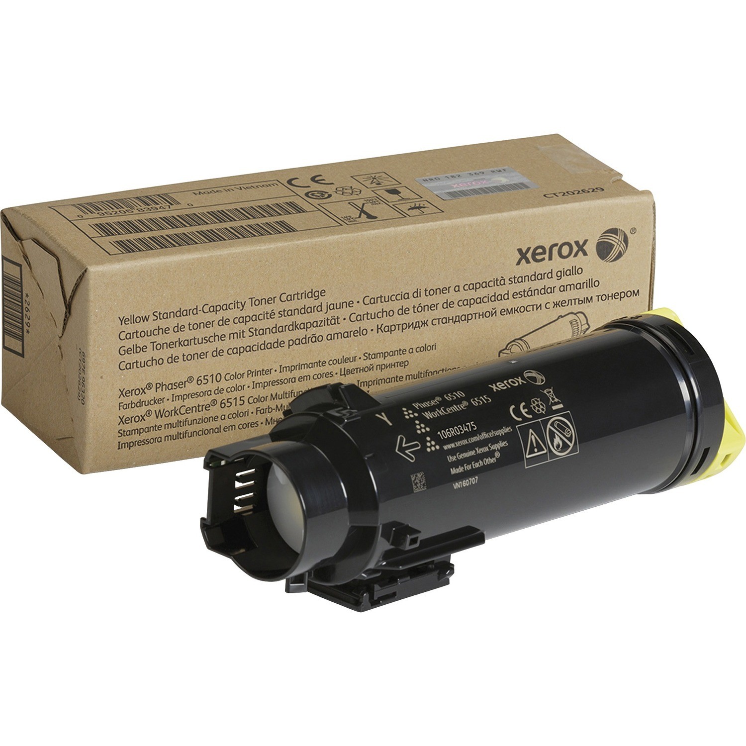 Xerox Genuine Phaser&reg; 6510, WorkCentre&reg; 6515 Yellow Standard capacity Toner Cartridge (1000 Pages) - 106R03475