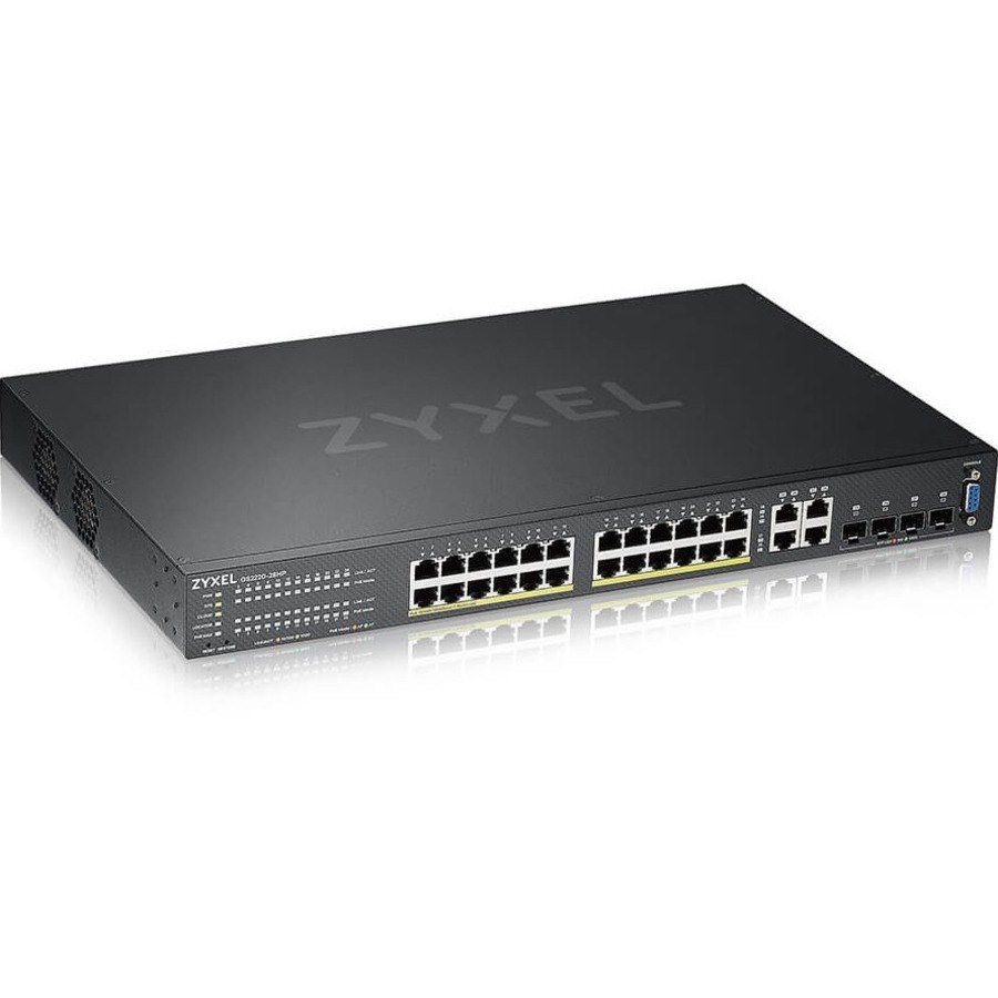 ZYXEL GS2220-28HP 24-Port Gigabit L2+ Managed and Nebula Pro Cloud Managed Switch | 24 PoE+ Ports at 375W with 4 SFP Uplinks