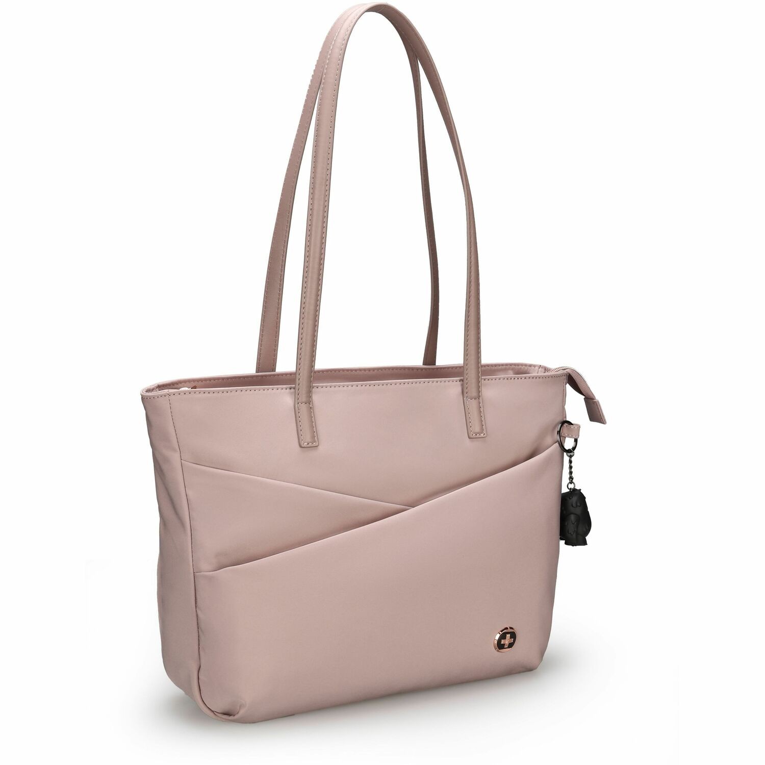 Swissdigital KATY ROSE NG Lotus Tote Bag - USB Charging Port, RFID Protection, LED Light, Eco-Friendly Fabric, 14" Laptop Compartment, Powerbank Pocket, Key Clip & Multifunctional Pockets