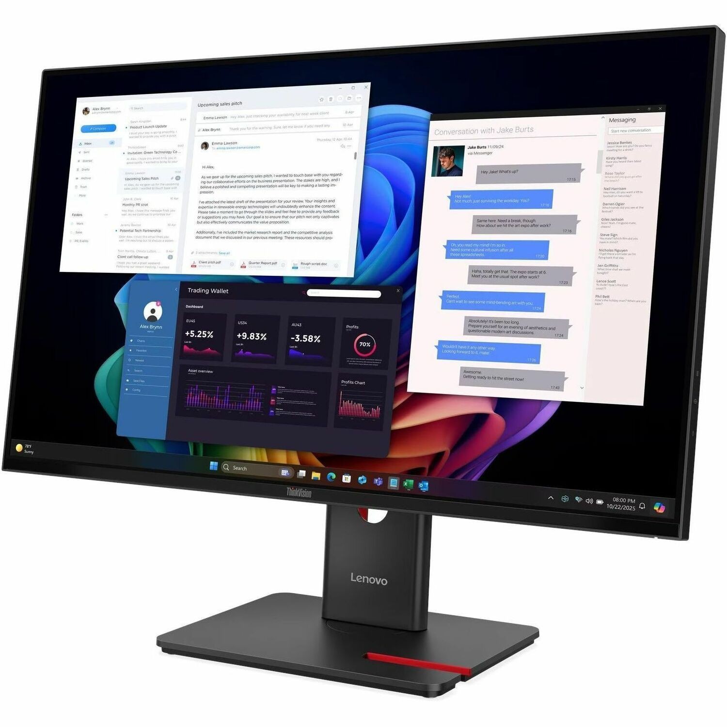 Lenovo ThinkVision T27UD-40 27" Class 4K UHD LED Monitor - 16:9 - Eclipse Black