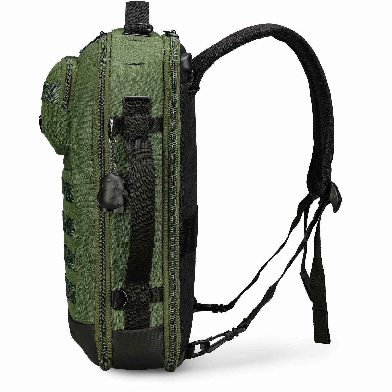 Swissdigital BERG Dark Green Hybrid Briefcase USB Charging Port with Integrated Cable, RFID Protection Pocket, Trolley Sleeve for Hands-Free Travel, Padded Laptop Compartment Fits up to 16", Padded Tablet Pocket Fits up to 9.75", Dedicated Powerbank Pocket, Mouse Pouch, Key Clip, Multifunctional Organizer Pockets | 3-Way Carry (Hand, Single Shoulder, or Backpack Style)