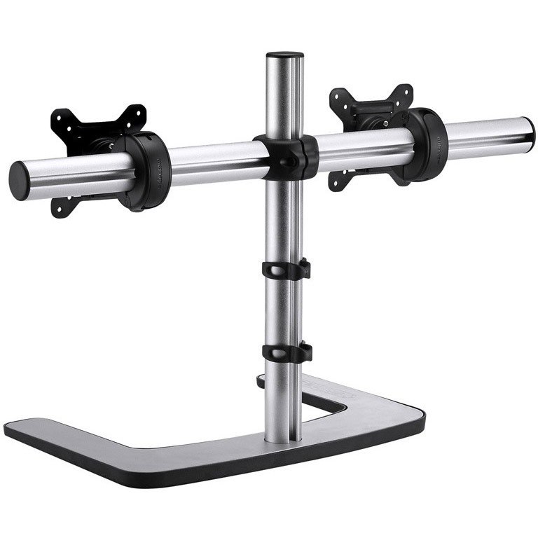 Atdec dual/single monitor desk mount - Freestanding base - Loads up to 26.5lb flat or 20lb curved - VESA 75x75, 100x100