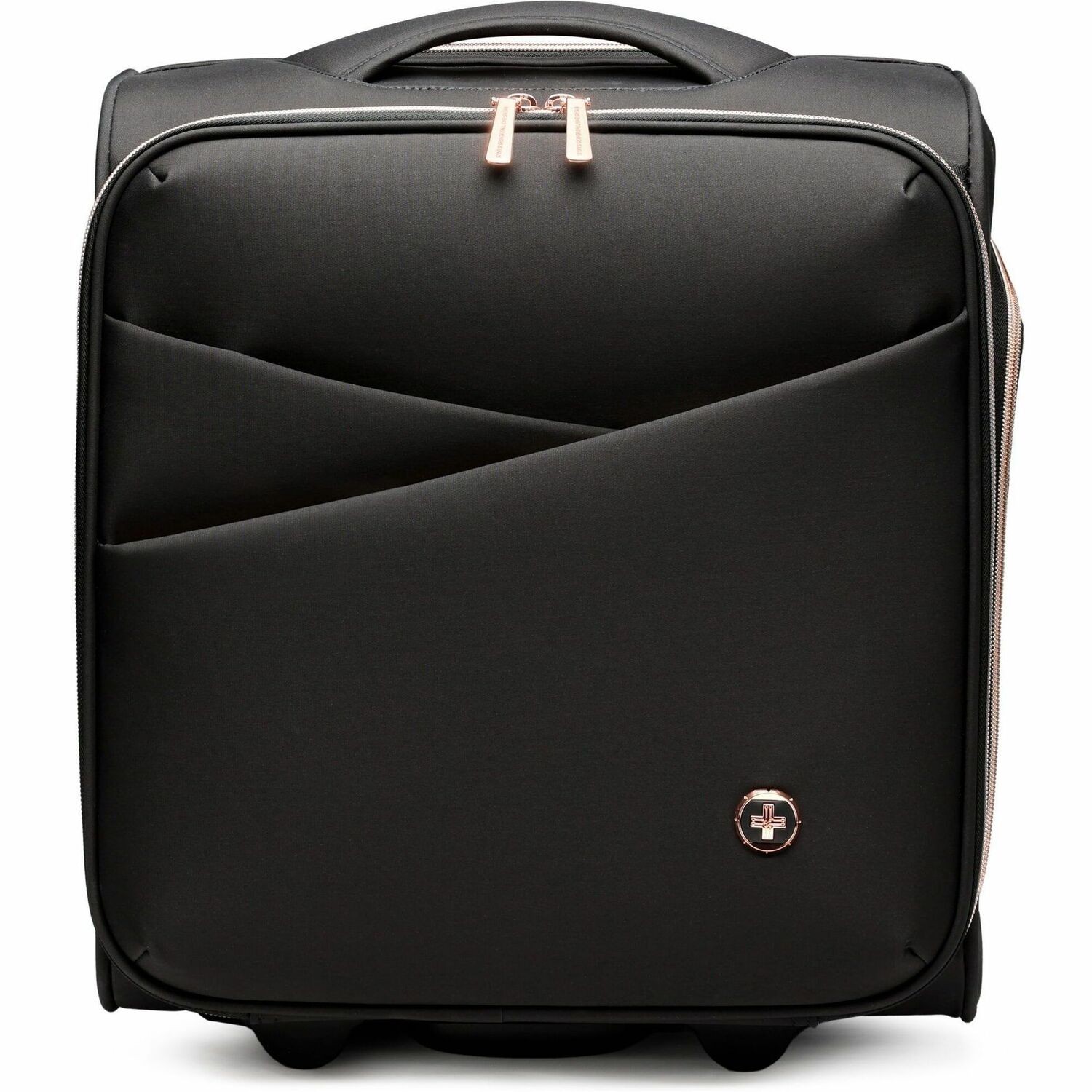 Swissdigital KATY ROSE NG Black Underseat Luggage - USB Charging Port, RFID Protection Pocket, Eco-Friendly Fabric, Trolley Sleeve for Hands-Free Travel, Padded Compartment for 9.75" Tablet