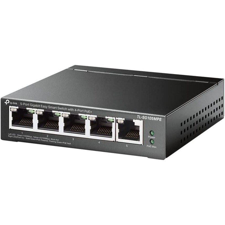TP-Link Tl-Sg105mpe 5-Port Unmanaged Smart Gigabit Switch, GbE (5), Poe+4 (4), 1
