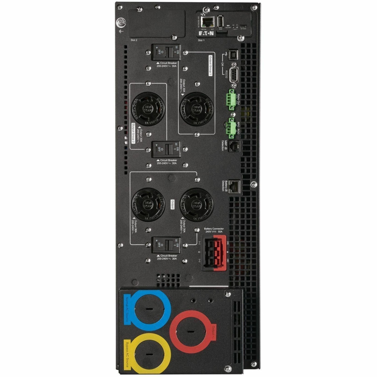 Eaton 9PX G2 11000VA 11000W 208V Online Double-Conversion UPS - Hardwired Input, 4 L6-30R/Hardwired Output, Cybersecure Network Card, Extended Run, 4U Rack/Tower
