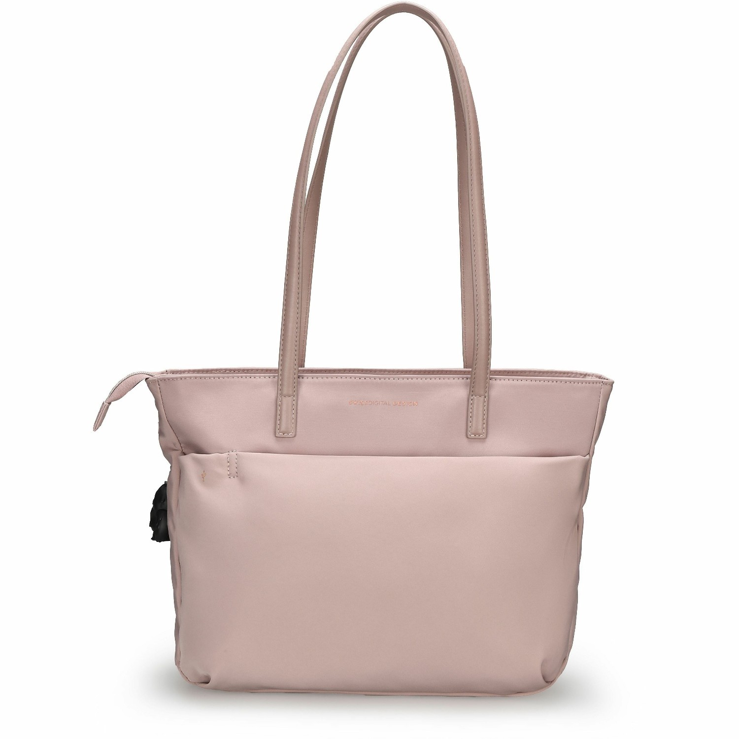 Swissdigital KATY ROSE NG Lotus Tote Bag - USB Charging Port, RFID Protection, LED Light, Eco-Friendly Fabric, 14" Laptop Compartment, Powerbank Pocket, Key Clip & Multifunctional Pockets