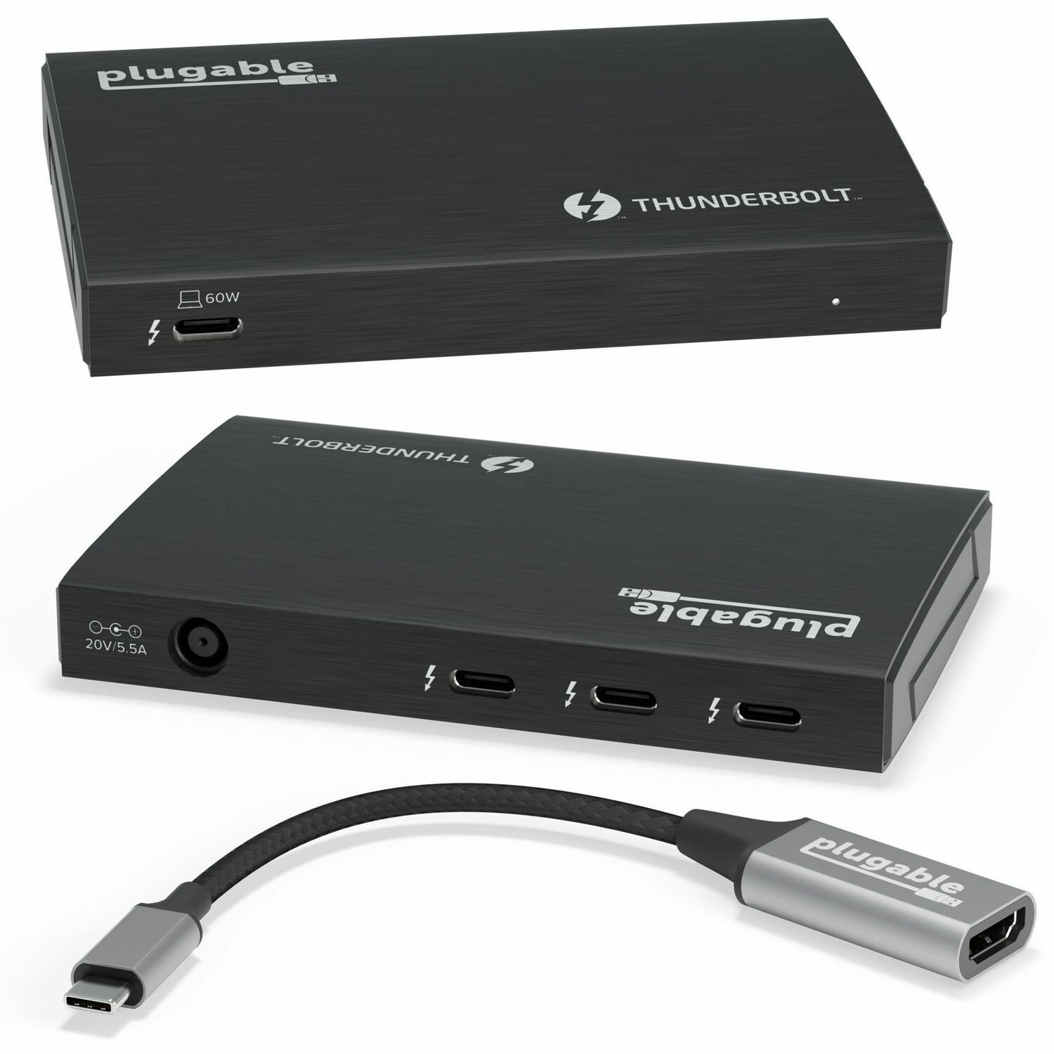 Plugable Thunderbolt 4 Hub, 4-in-1 Pure USB-C Design, Includes USB-C to 4K HDMI Adapter, Laptop Charging