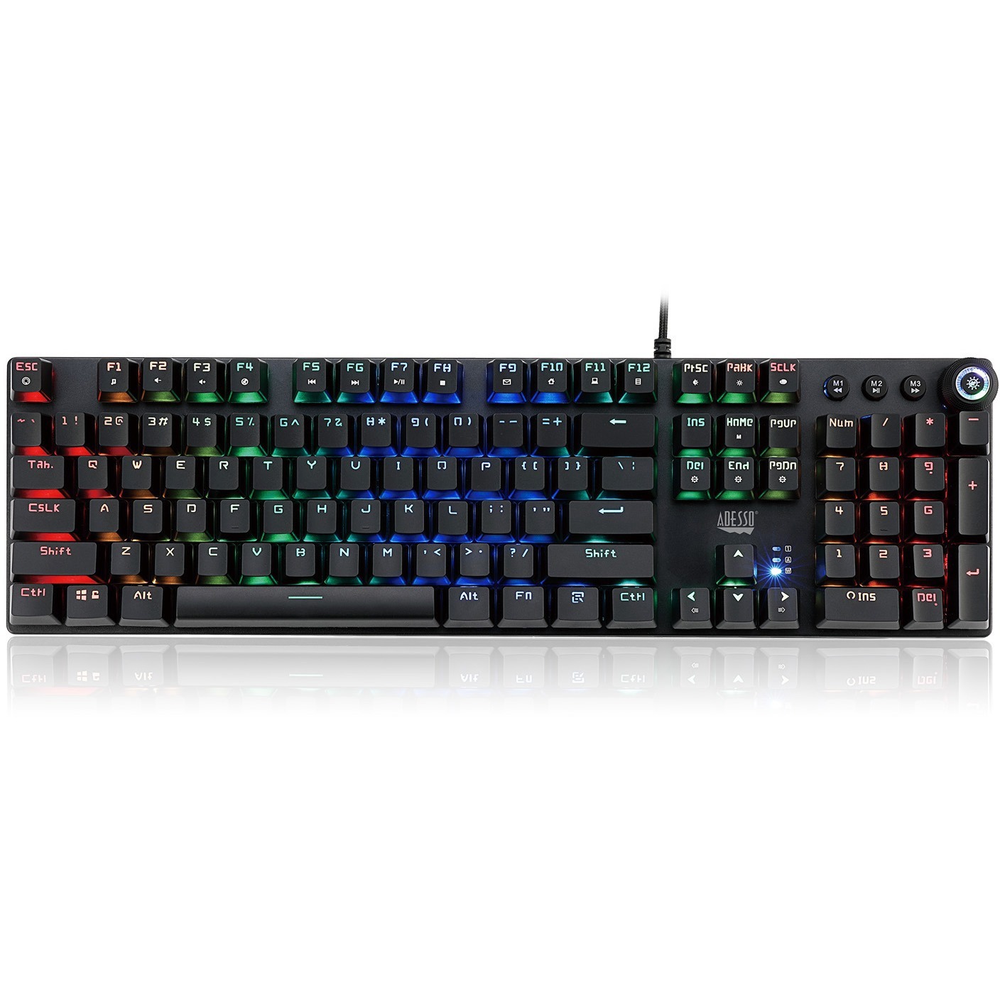 Adesso RGB Programmable Mechanical Gaming Keyboard with Detachable Magnetic Palmrest