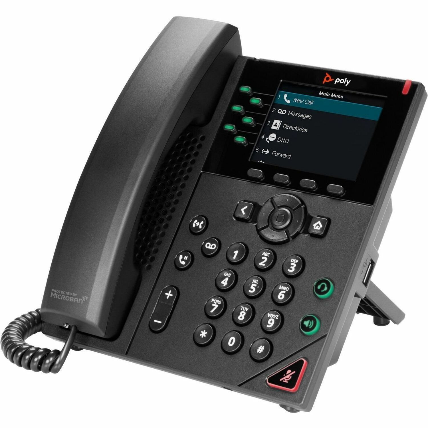 Poly VVX 350 IP Phone - Corded - Corded - 3 Multiple Conferencing - Desktop, Wall Mountable - Black - TAA Compliant