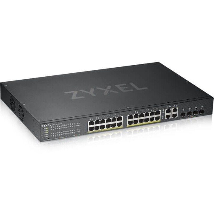 ZYXEL GS1920-24HPv2 24-Port Gigabit Smart Nebula Cloud Managed PoE Switch | 24 PoE+ Ports at 375W with 4 SFP Uplinks | TAA Compliant