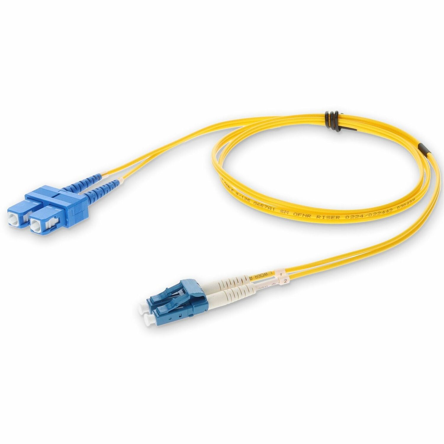 AddOn 0.5m SC to LC Yellow OS2 Duplex OFNR (Riser-Rated) SMF Fiber Patch Cable