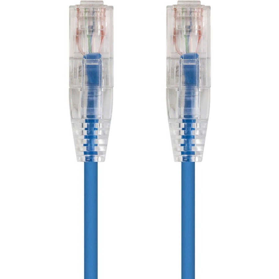 Monoprice SlimRun Cat6 28AWG UTP Ethernet Network Cable, 1ft Blue
