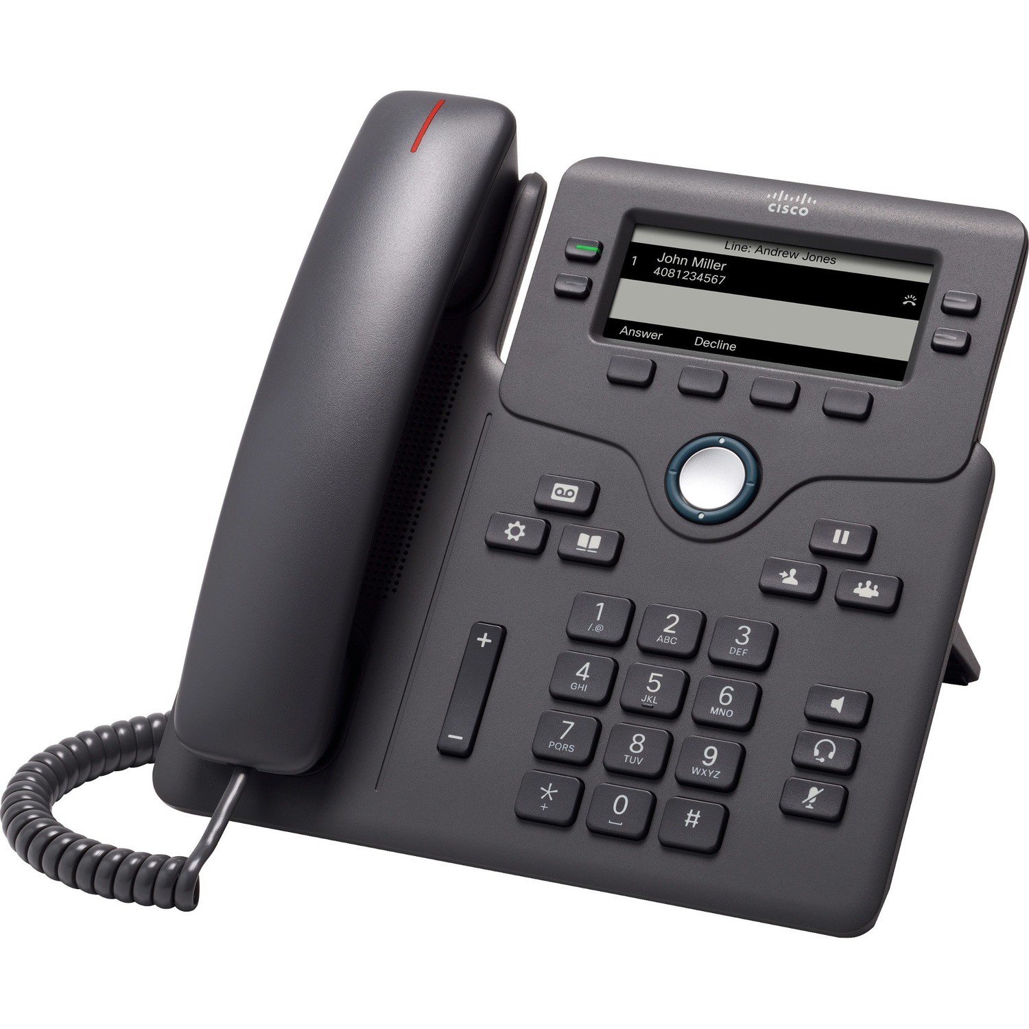 Cisco 6851 IP Phone - Refurbished - Corded - Corded - Wall Mountable, Desktop - Charcoal