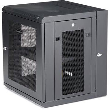 StarTech.com 4-Post 12U Wall Mount Network Cabinet, 19" Hinged Wall-Mounted Server Rack for IT Equipment, Flexible Lockable Rack Enclosure