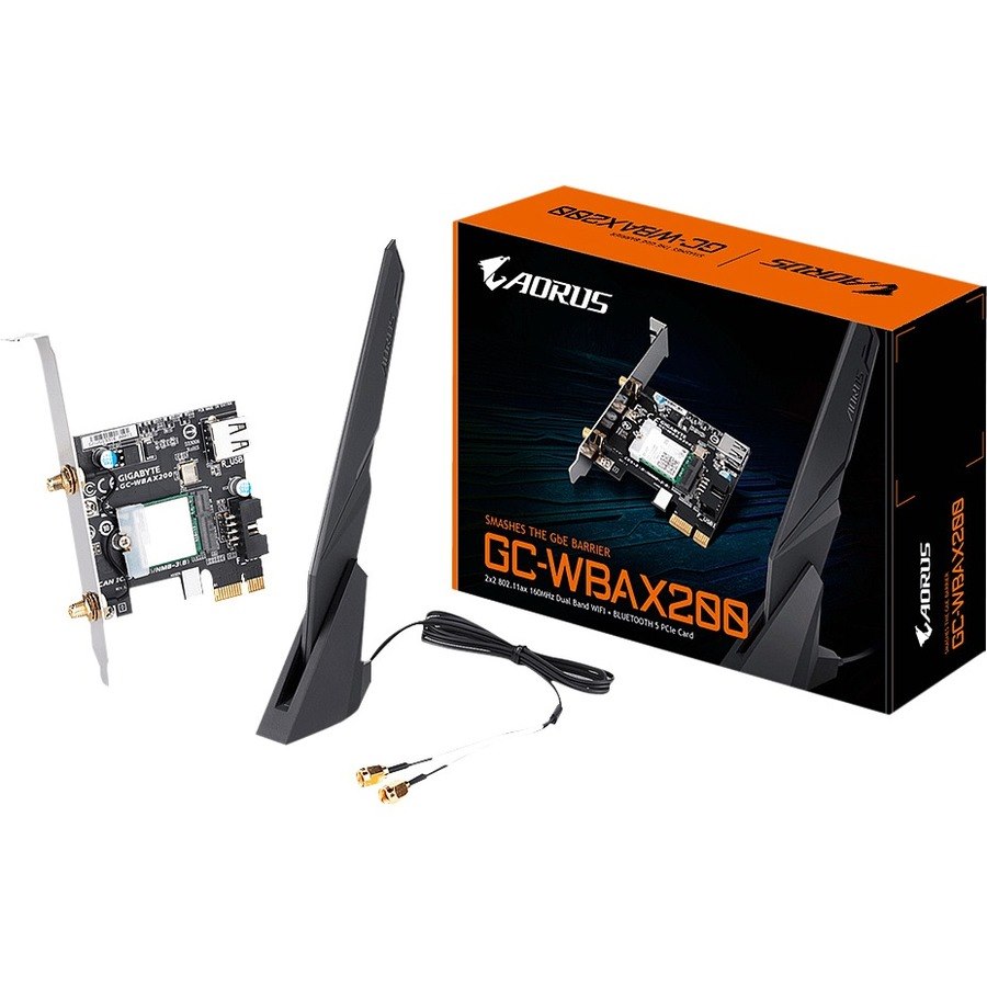 GIGABYTE GC-WBAX200 IEEE 802.11ax Bluetooth 5.0 Wi-Fi/Bluetooth Combo Adapter for Desktop Computer