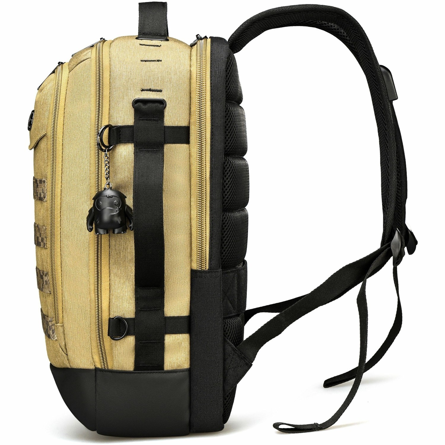 Swissdigital BERG Dark Khaki L Backpack - Durable, TSA-Friendly Bag with Patented USB Charging Port, RFID Protection Pocket, Trolley Sleeve for Easy Travel, Padded Laptop Compartment that Fits up to 16" Laptop, Tablet Compartment that Fits up to 9.75", Dedicated Pockets for Powerbank, Mouse, Water Bottle, Key Clip, Multifunctional Storage, and a Breathable Mesh Back Panel