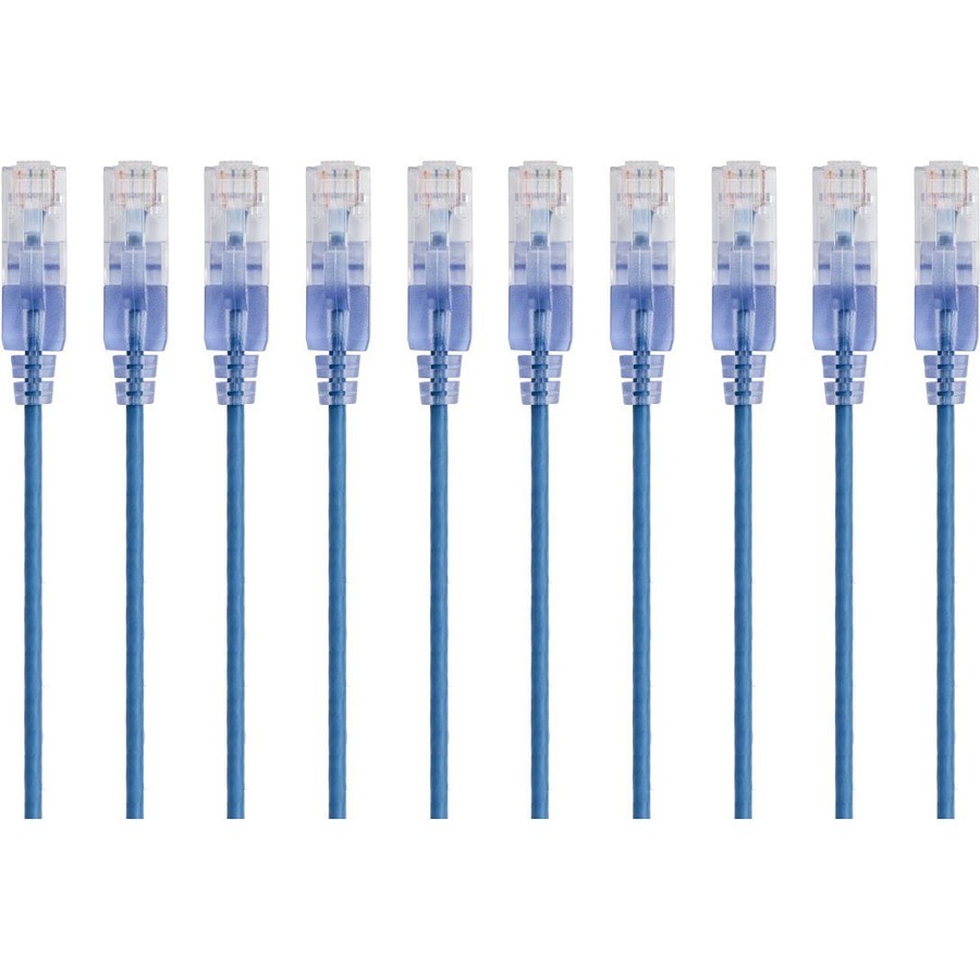 Monoprice 10-Pack, SlimRun Cat6A Ethernet Network Patch Cable, 14ft Blue
