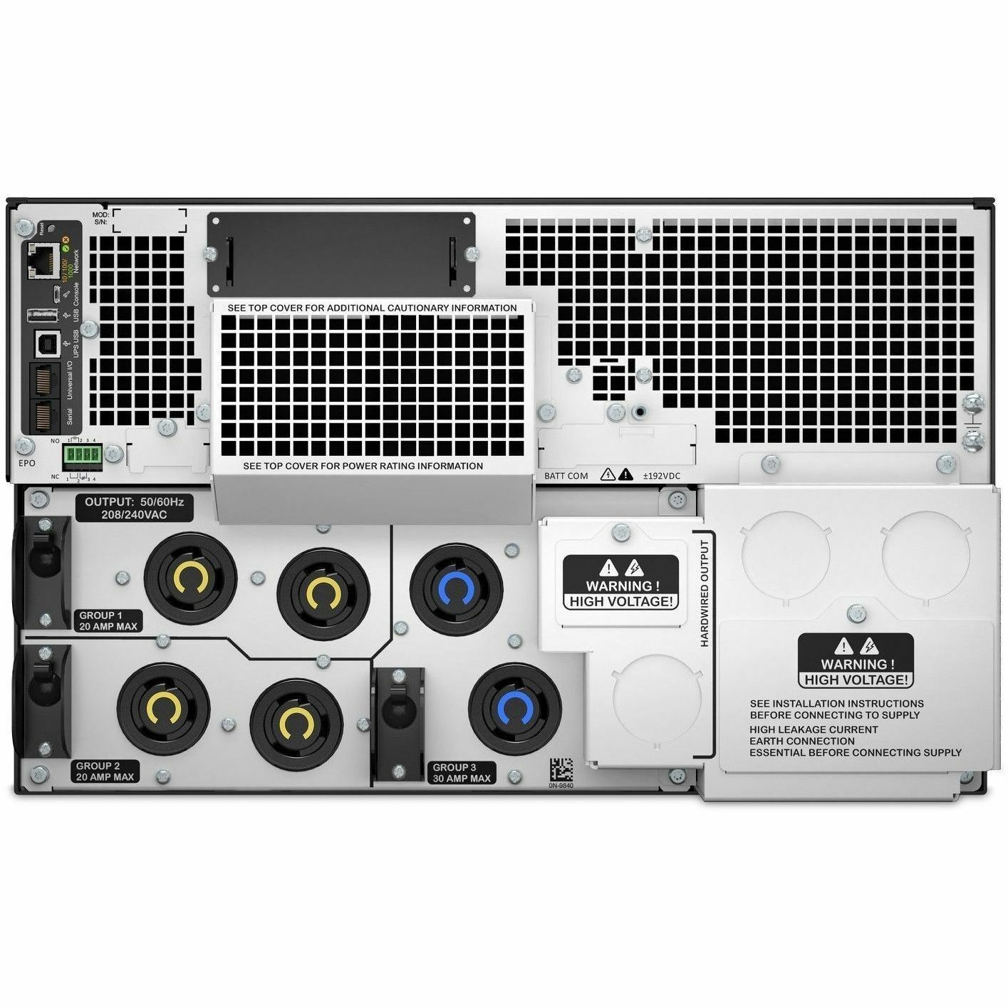 APC Smart-UPS On-Line, 10kVA/10kW, Rackmount 6U, 208V, 4x L6-20R+2x L6-30R NEMA outlets, Network Card+SmartSlot, Extended runtime, W/ rail kit [TAA]