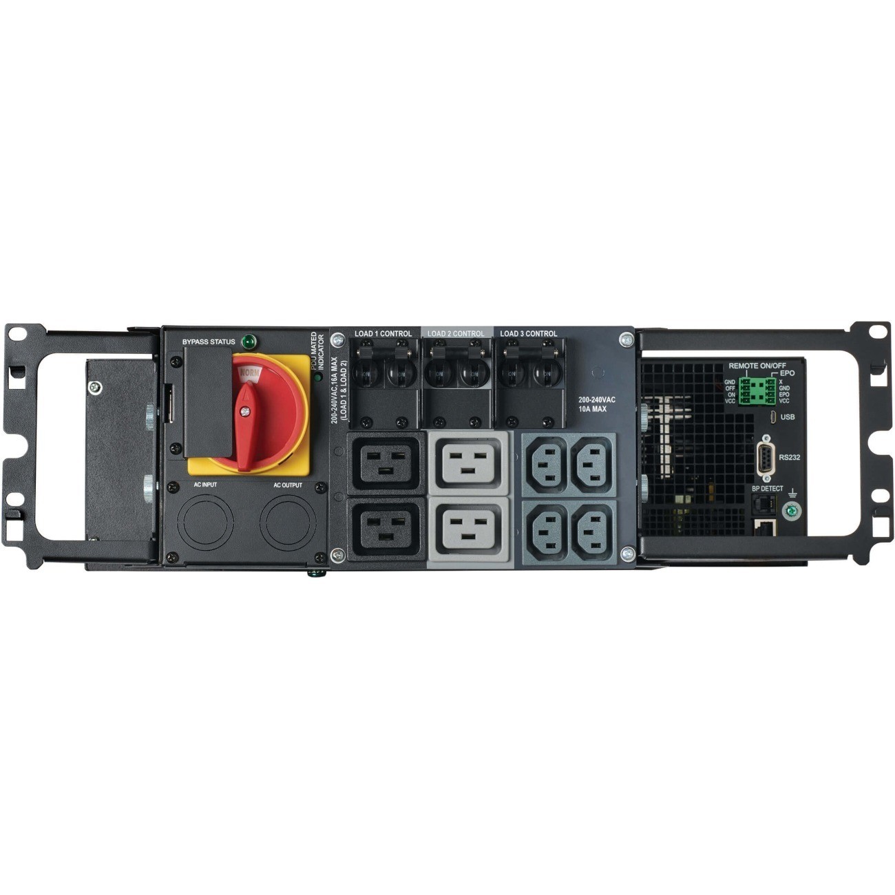 Eaton Tripp Lite Series 200-240V 6000VA 6000W On-Line UPS with Bypass PDU, Unity Power Factor, Hardwire In, HW/C19/C13 Out, 3U