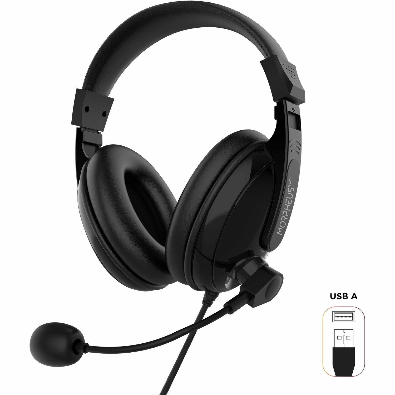 Morpheus 360 Deluxe Multimedia Stereo USB Headset - Adjustable Microphone - Lightweight Comfortable Design - Eco Leather Ear Cushions - HS3500SU
