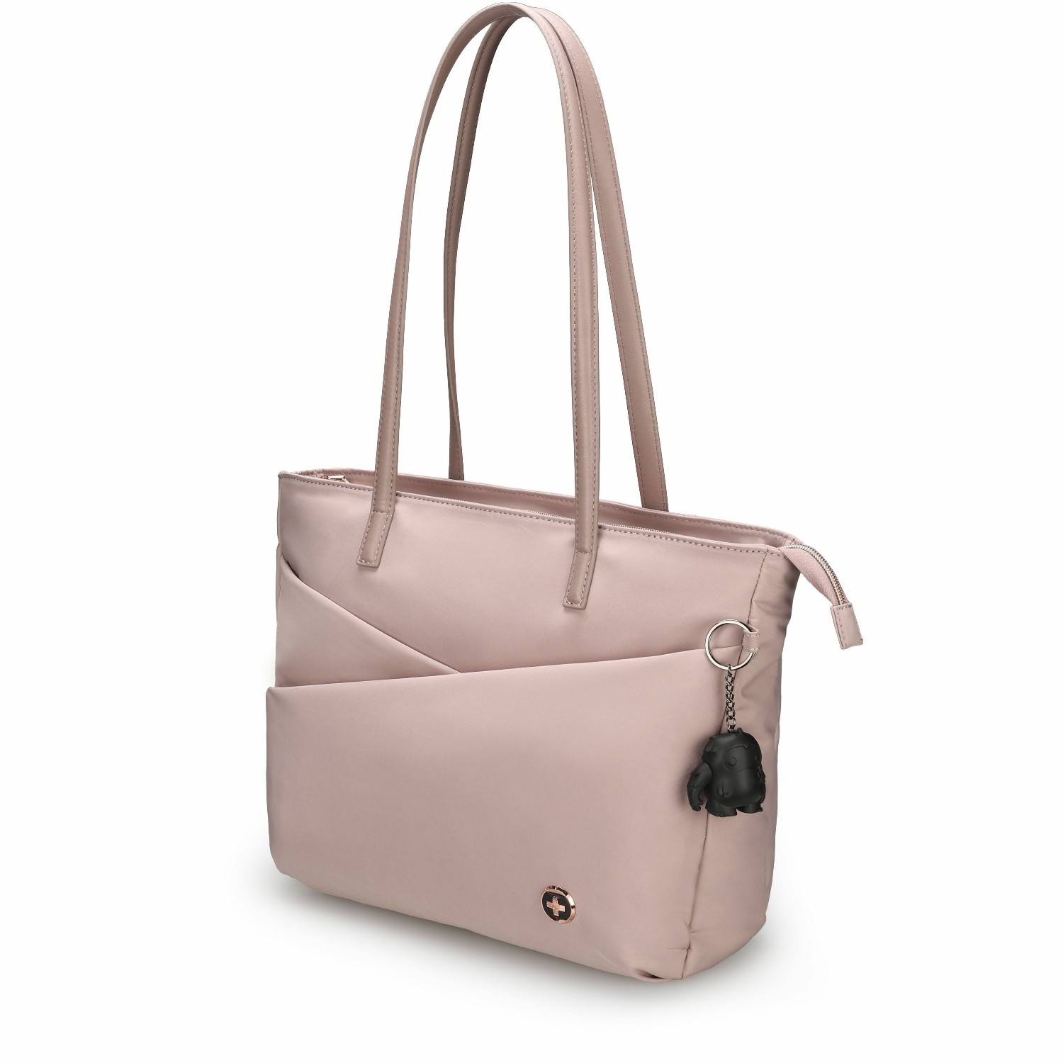 Swissdigital KATY ROSE NG Lotus Tote Bag - USB Charging Port, RFID Protection, LED Light, Eco-Friendly Fabric, 14" Laptop Compartment, Powerbank Pocket, Key Clip & Multifunctional Pockets