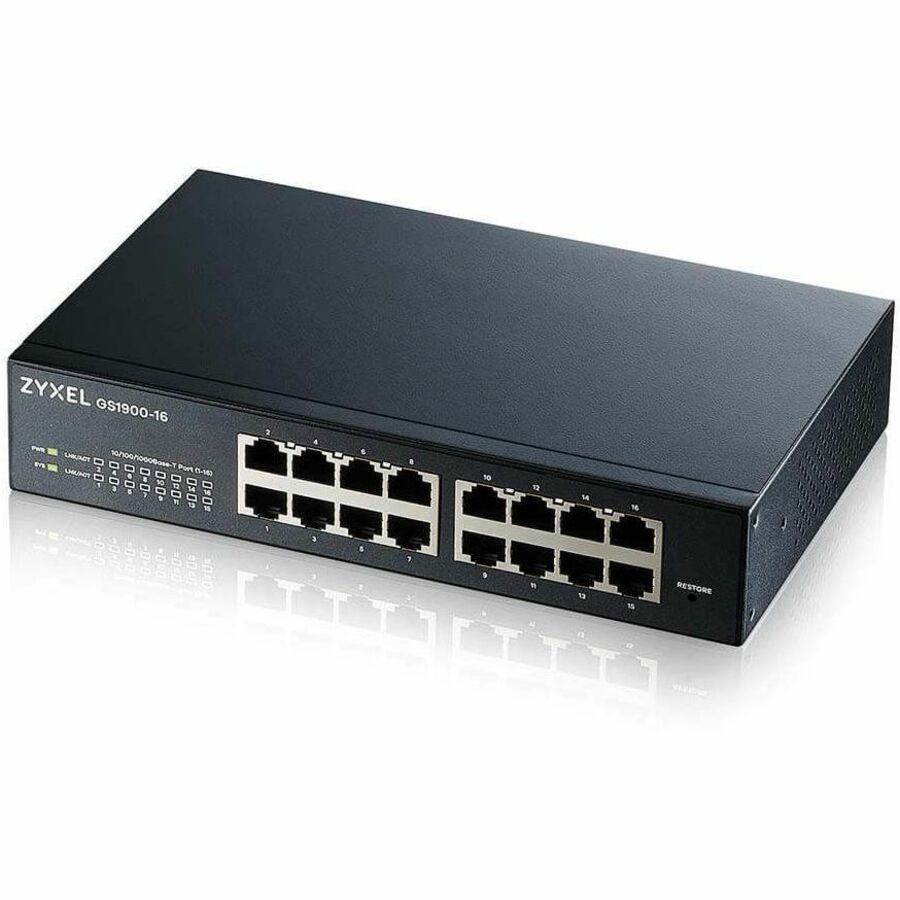 ZYXEL GS1900-16 REV 03F 16-Port Gigabit Smart Managed Switch | Fanless