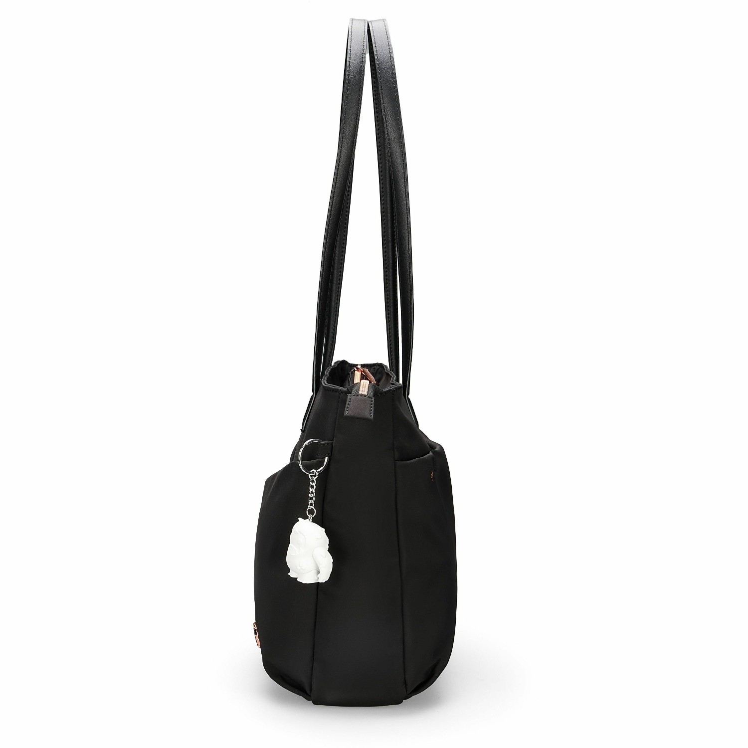 Swissdigital KATY ROSE NG Black Tote Bag - USB Charging Port, RFID Protection, LED Light, Eco-Friendly Fabric, 14" Laptop Compartment, Powerbank Pocket, Key Clip & Multifunctional Pockets