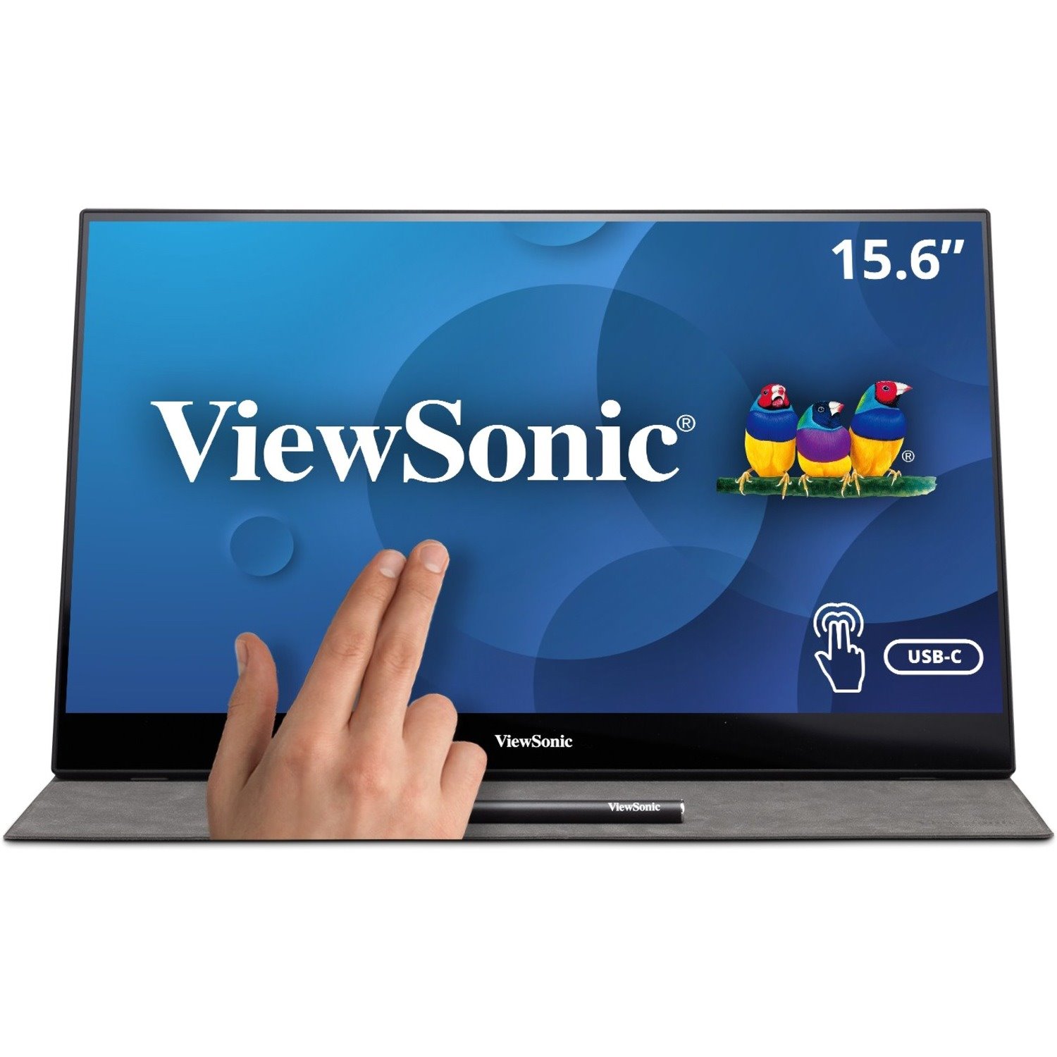 ViewSonic 15.6 Inch 1080p Portable Monitor with IPS Touchscreen, 2 Way Powered 60W USB C, Eye Care, Dual Speakers, Built in Stand with Smart Cover (TD1655)