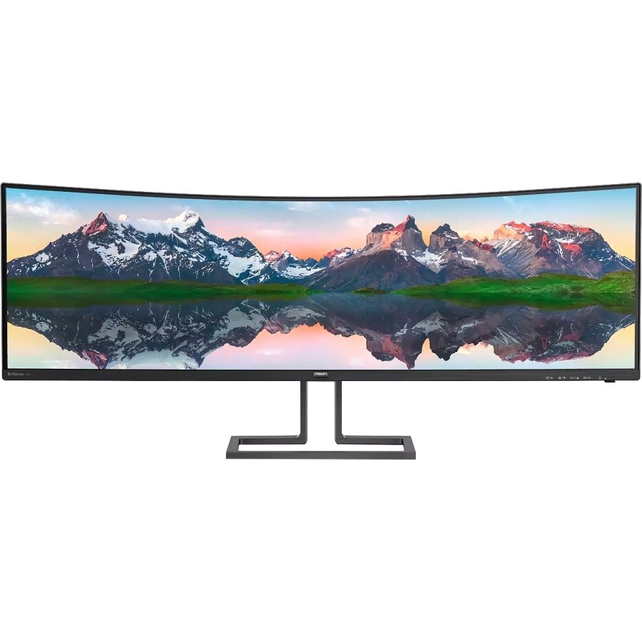 Philips 498P9Z/75 48.8" Dual Quad HD (DQHD) Curved Screen LCD Monitor - 32:9 - Textured Black