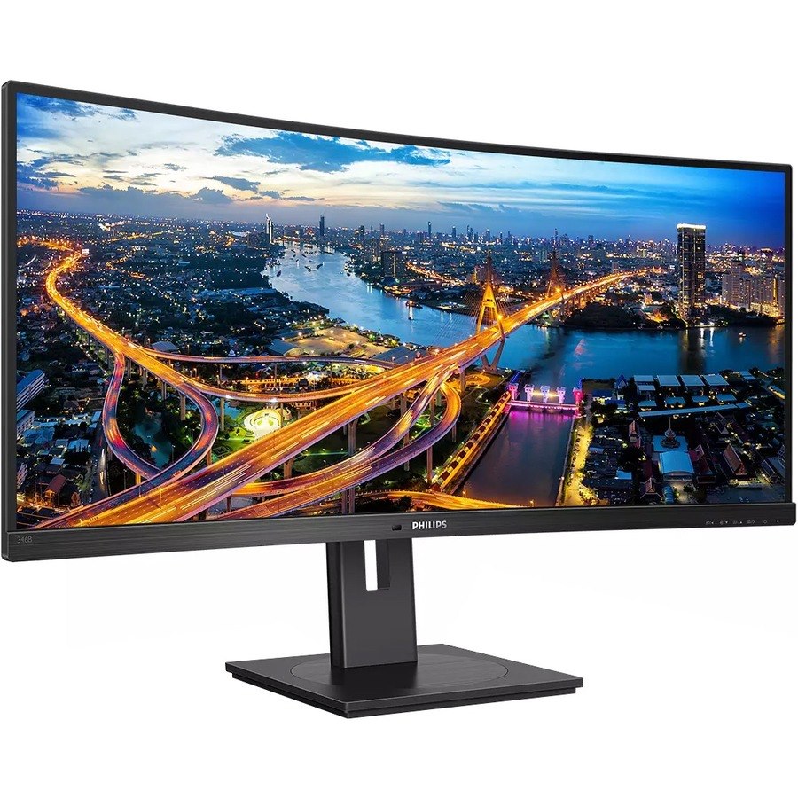 Philips Ultrawide 346B1C 34" Class WQHD Curved Screen LCD Monitor - 21:9 - Textured Black