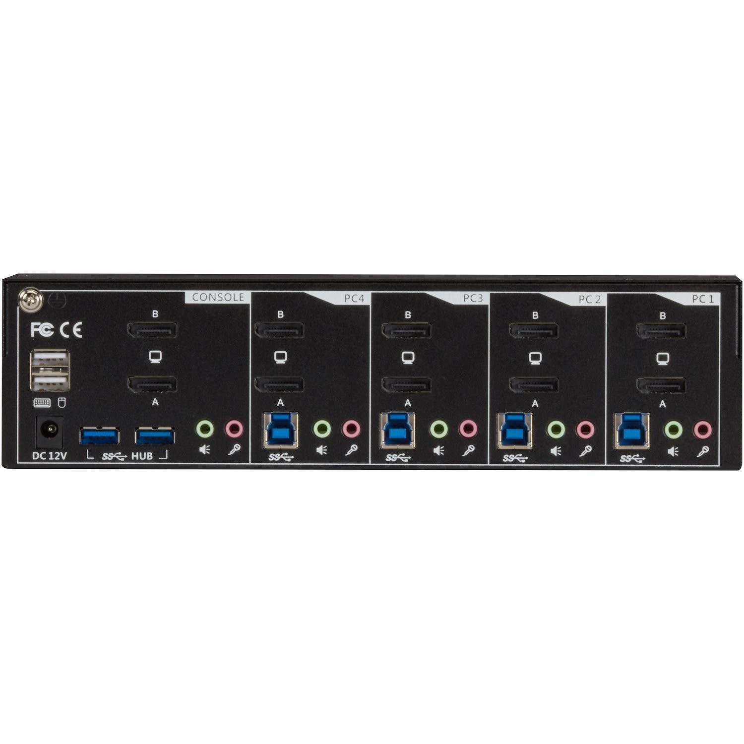 Black Box KVM Switch - Dual-Monitor, DisplayPort 1.2, 4K 60Hz, USB 3.0 Hub, Audio