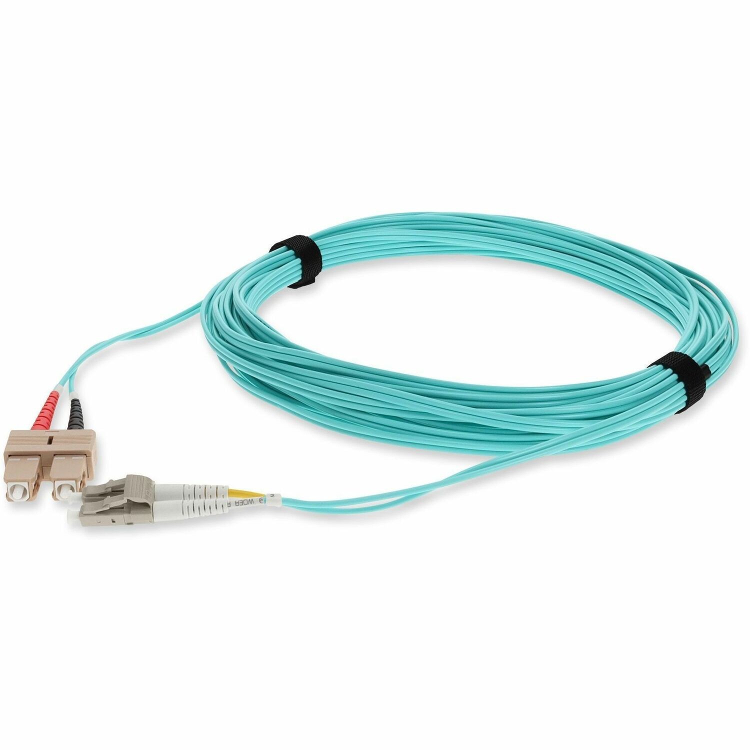 AddOn 2m SC to LC Aqua OM4 Duplex OFNR (Riser-Rated) Fiber Patch Cable