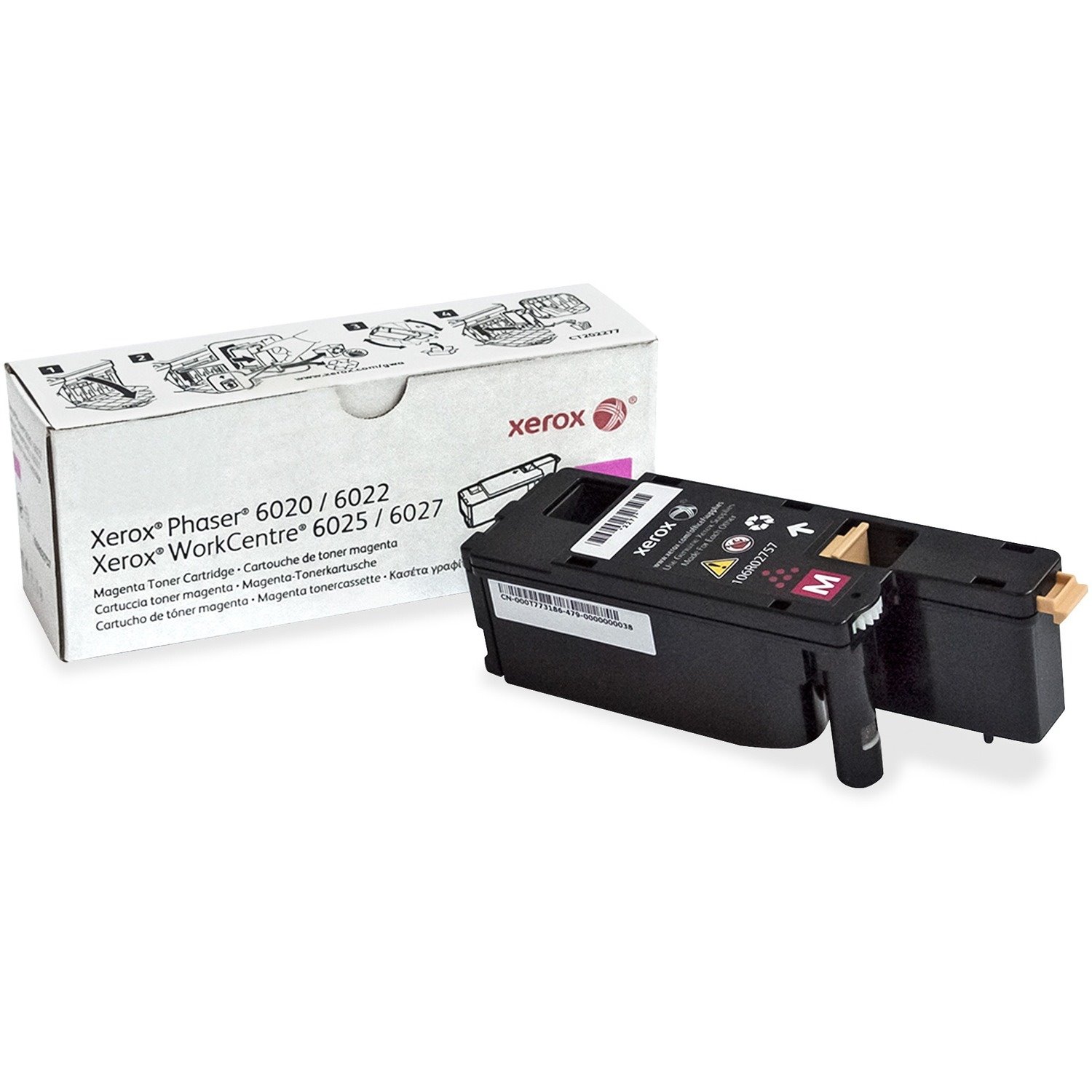 Xerox Genuine Phaser&reg; 6020/6022, WorkCentre&reg; 6025/6027 Magenta Standard capacity Toner Cartridge (1000 Pages) - 106R02757