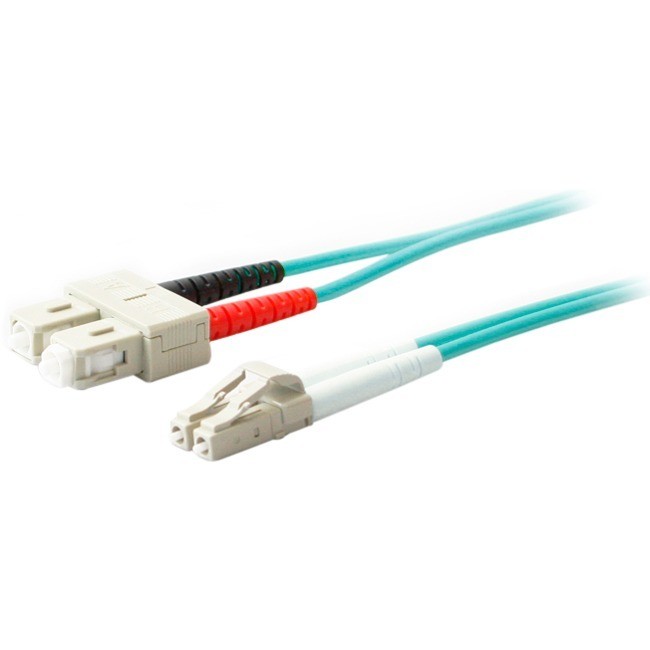 AddOn 2m SC to LC Aqua OM4 Duplex OFNR (Riser-Rated) Fiber Patch Cable