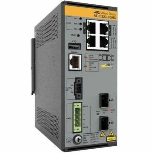Allied Telesis 4X 10/100/1000T, 2X 1G/10G SFP+, Industrial Ethernet, Layer 2+ Switch, PoE++ Support