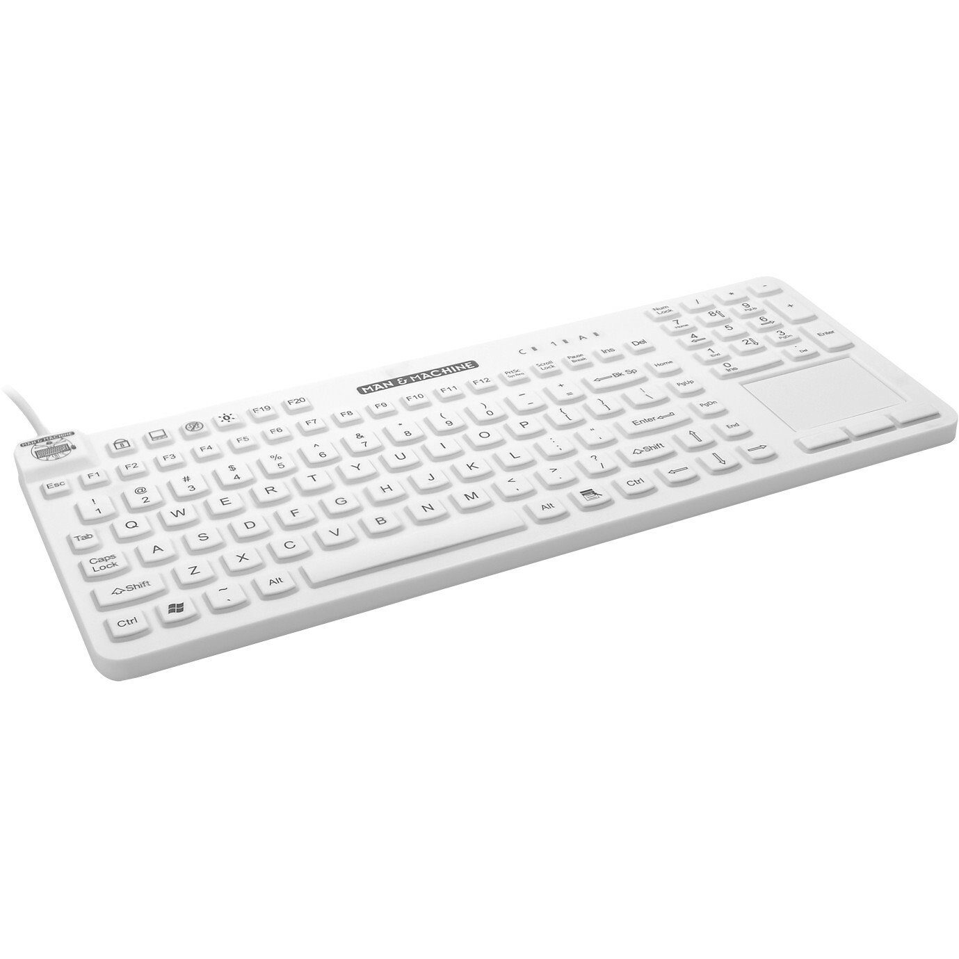 Man & Machine Really Cool Touch Keyboard - Cable Connectivity - USB Interface - QWERTY Layout - White