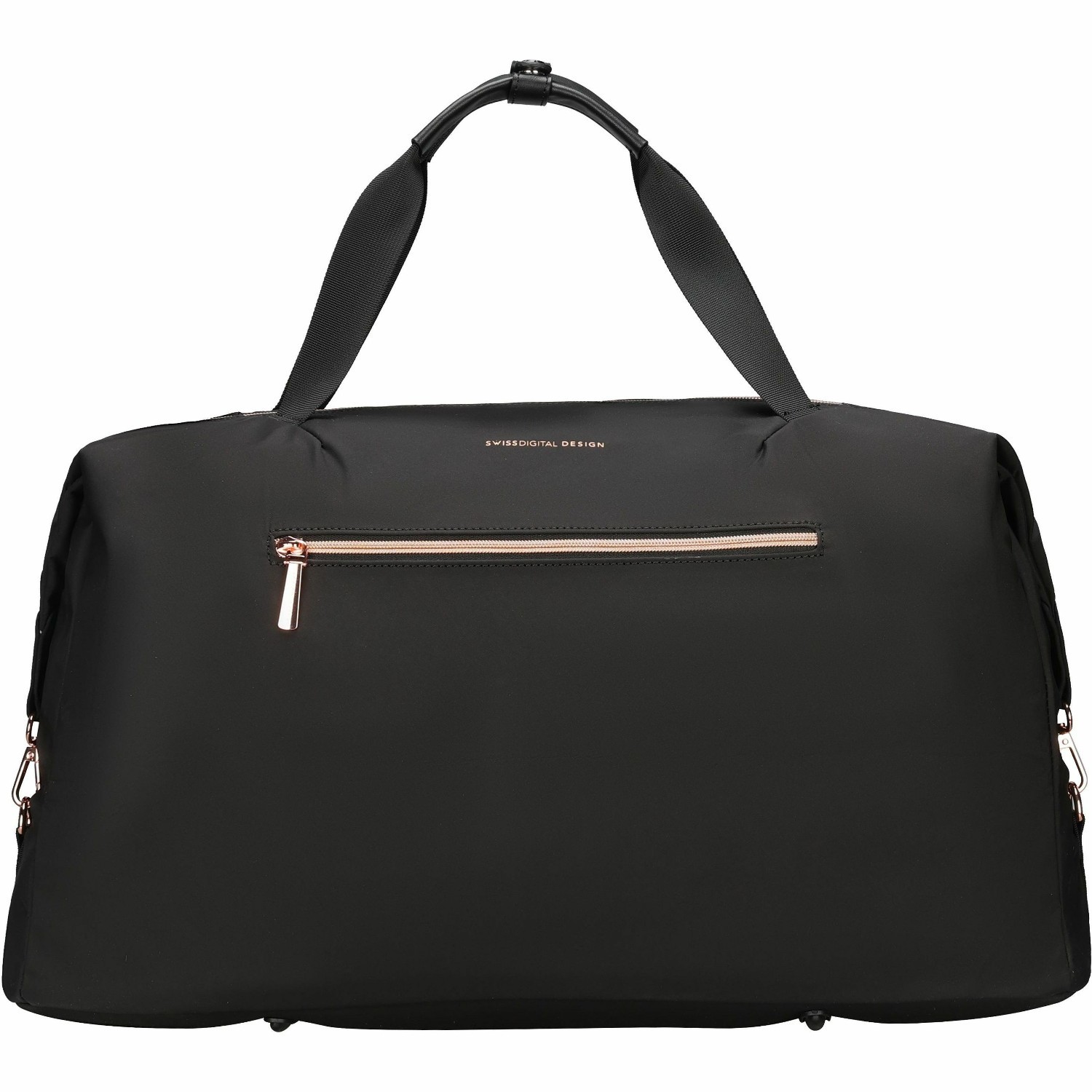 Swissdigital KATY ROSE NG Black Duffle Bag - Stylish, Eco-Friendly Fabric with Multiple Storage Options, Perfect for Students, Professionals, and Everyday Use