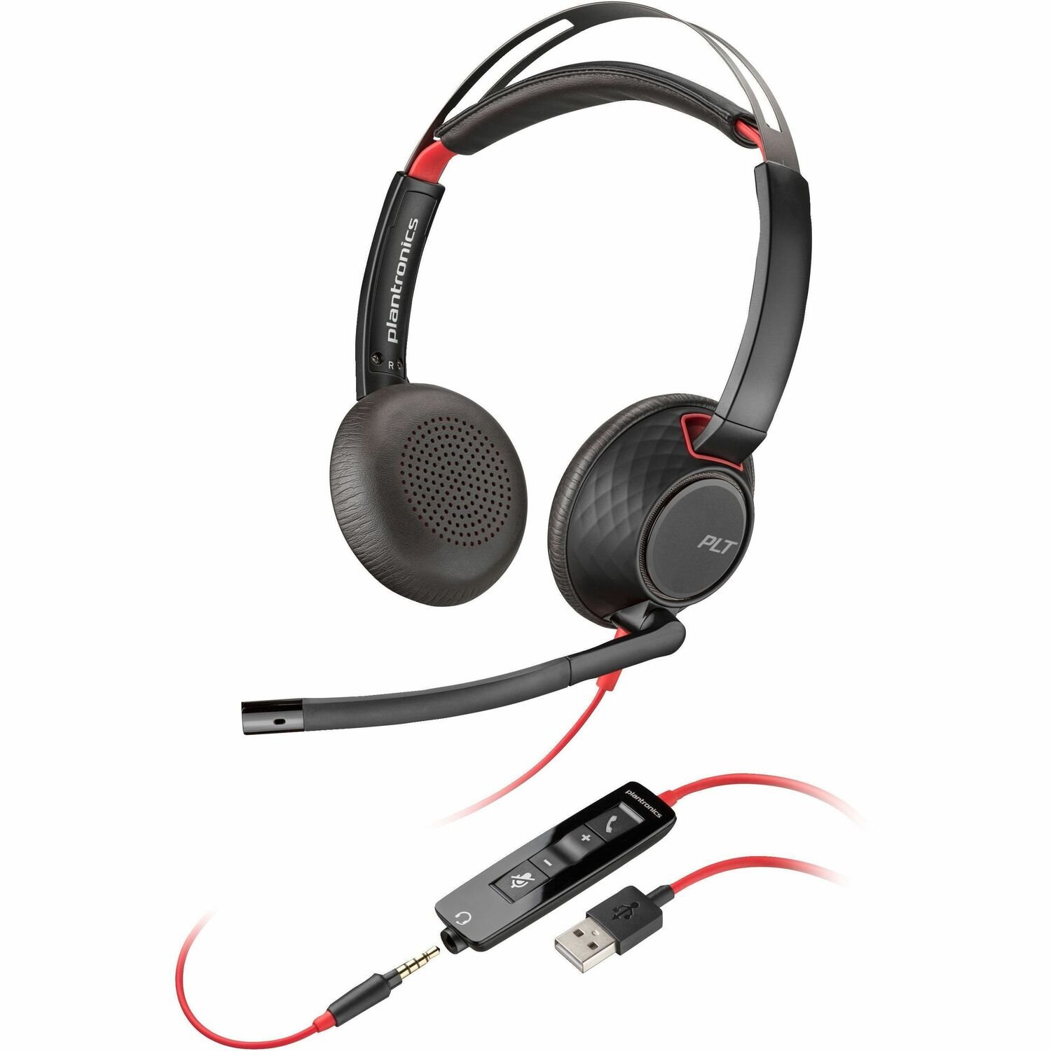 Poly Blackwire 5220 Wired On-ear, Over-the-head Stereo Headset - Black