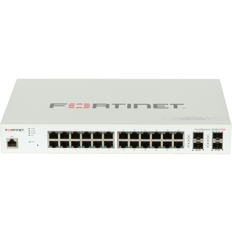 Fortinet FortiSwitch 200 FS-224E-PoE 24 Ports Manageable Ethernet Switch - Gigabit Ethernet - 1000Base-X, 10/100/1000Base-T