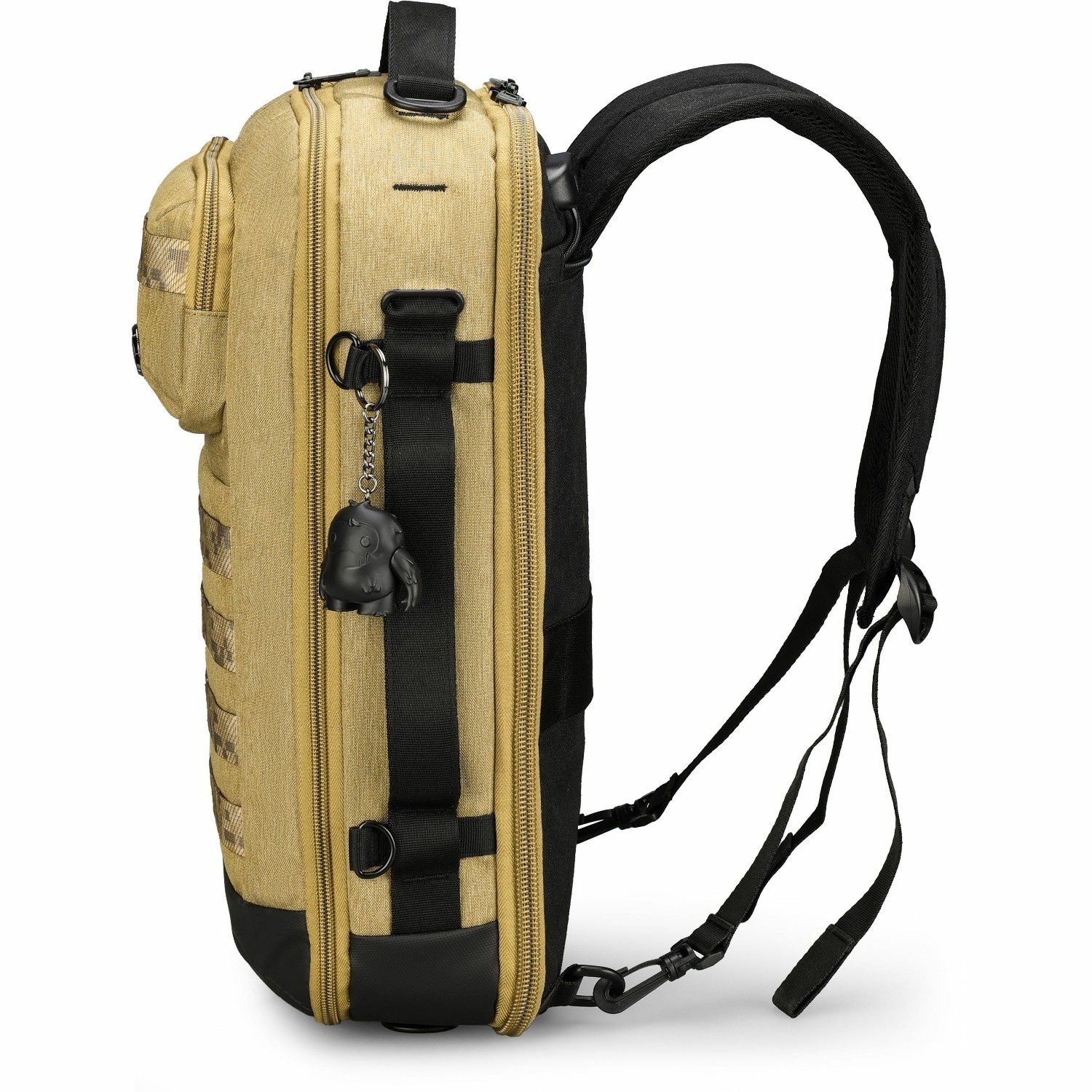 Swissdigital BERG Dark Khahi Hybrid Briefcase USB Charging Port with Integrated Cable, RFID Protection Pocket, Trolley Sleeve for Hands-Free Travel, Padded Laptop Compartment Fits up to 16", Padded Tablet Pocket Fits up to 9.75", Dedicated Powerbank Pocket, Mouse Pouch, Key Clip, Multifunctional Organizer Pockets | 3-Way Carry (Hand, Single Shoulder, or Backpack Style)
