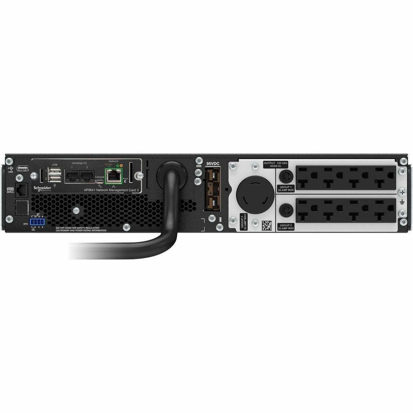 APC Smart-UPS On-Line, 3kVA, Rackmount 2U, 120V, 8x 5-20R+1x L5-30R NEMA outlets, Network Card, Extended runtime, W/ rail kit [TAA]