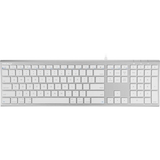Macally Aluminum Ultra Slim USB Wired keyboard for Mac and PC