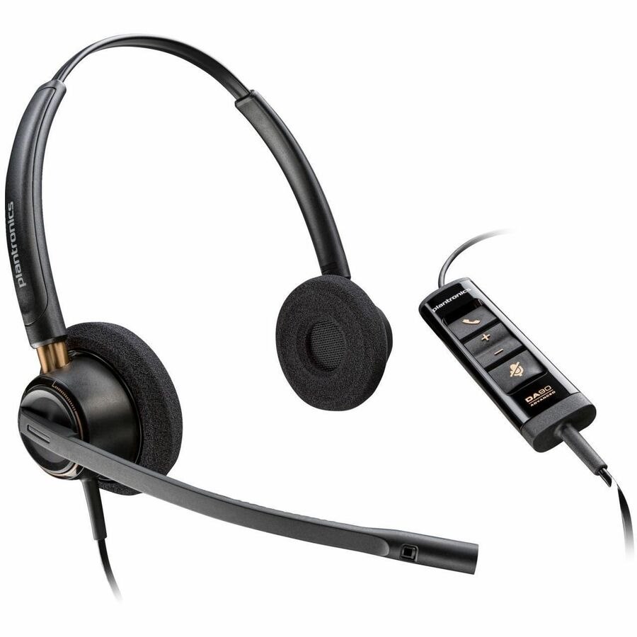 Poly EncorePro 525 Wired Over-the-head, On-ear Stereo Headset - Black